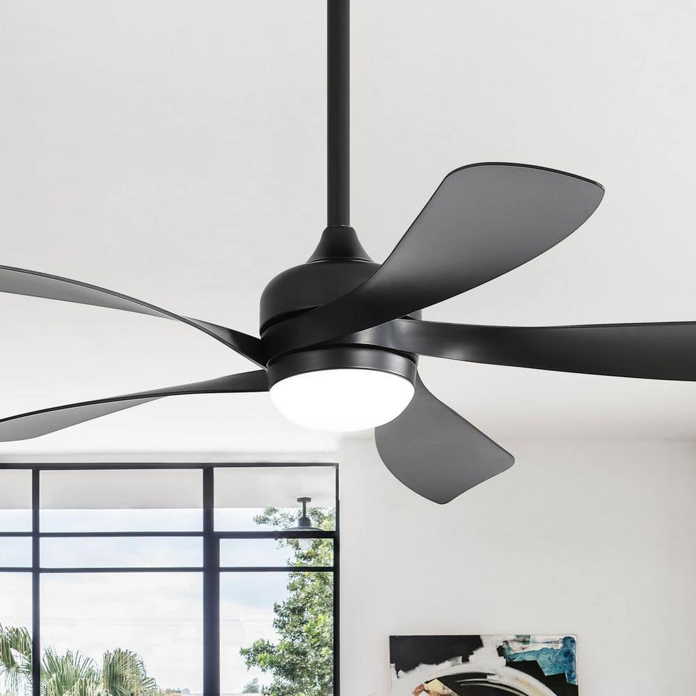 52 in. 6 Speed Modern Indoor/Outdoor Black Propeller Downrod Mount Ceiling Fan with Light Kit and DC Motor Remote price history on PriceWatchPro