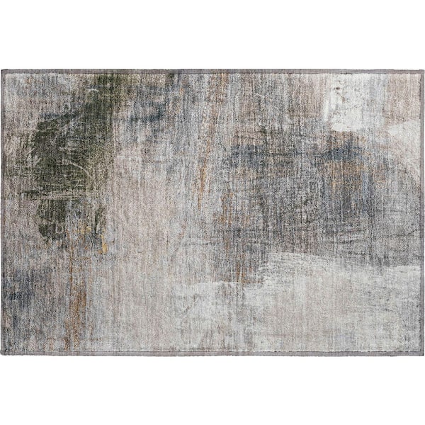 Mayfield Premium Machine Washable Abstract AMF2117 Putty 2 ft. x 3 ft. Accent Rug
