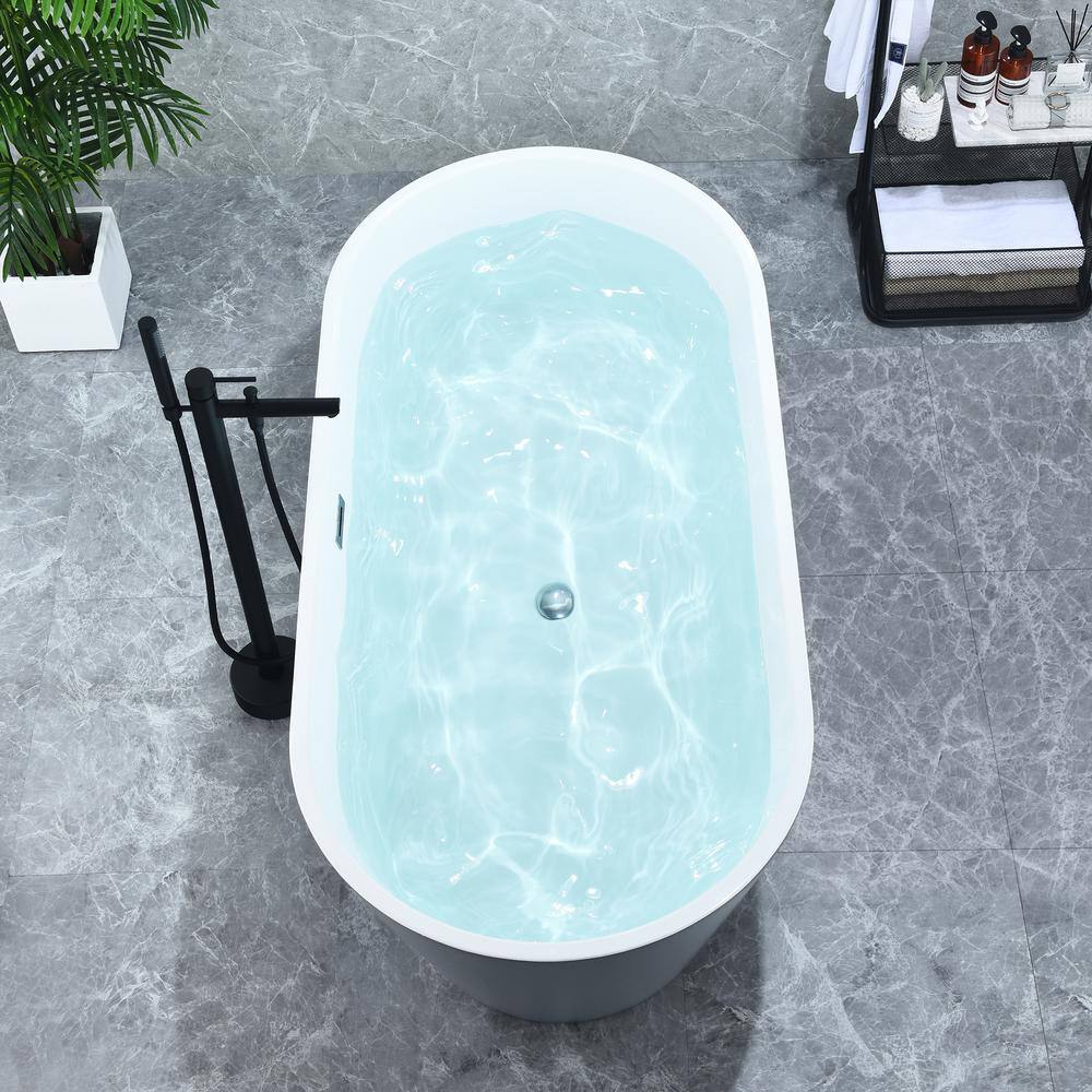 Szany 67'' Gray Freestanding Acrylic Soaking Bathtub