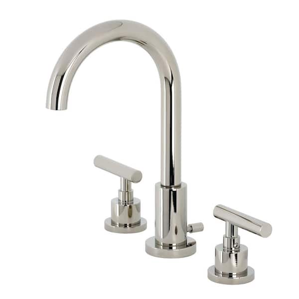 Kingston Brass Manhattan 8 in. Widespread 2-Handle Bathroom Faucet in Polished Nickel