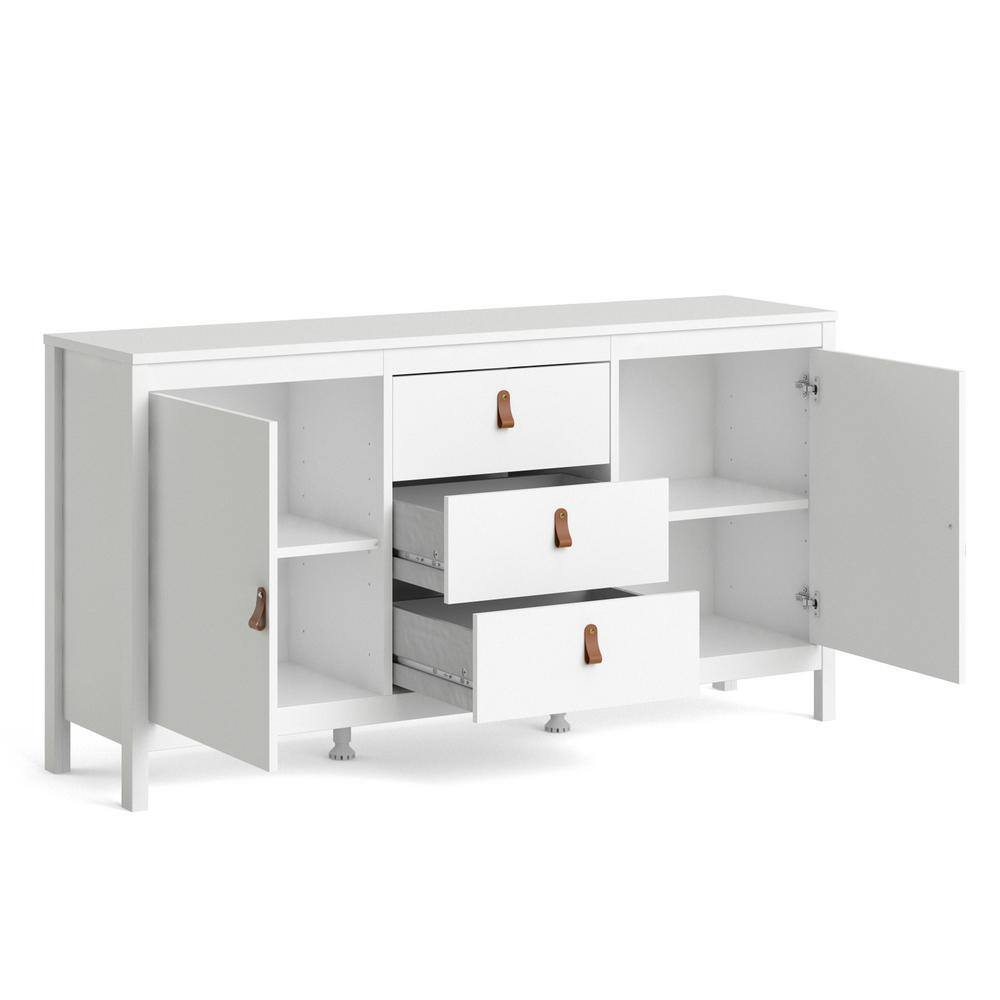 White Contemporary 2-Door Sideboard with 3 Drawers