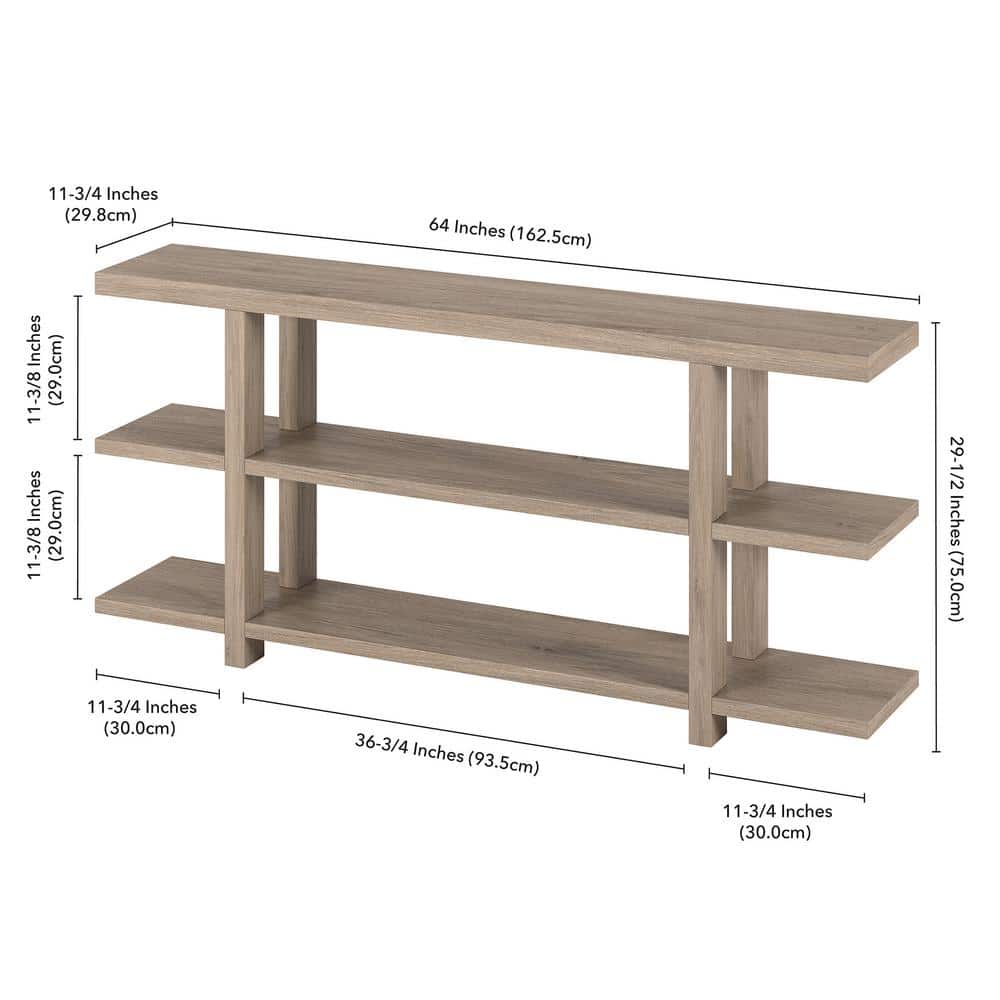 Acosta 64" Antiqued Gray Oak Console Table with Storage