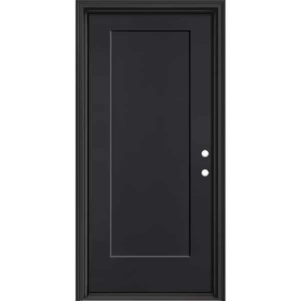 Masonite Performance Door System 36 in. x 80 in. Lincoln Park Left-Hand Inswing Black Smooth Fiberglass Prehung Front Door
