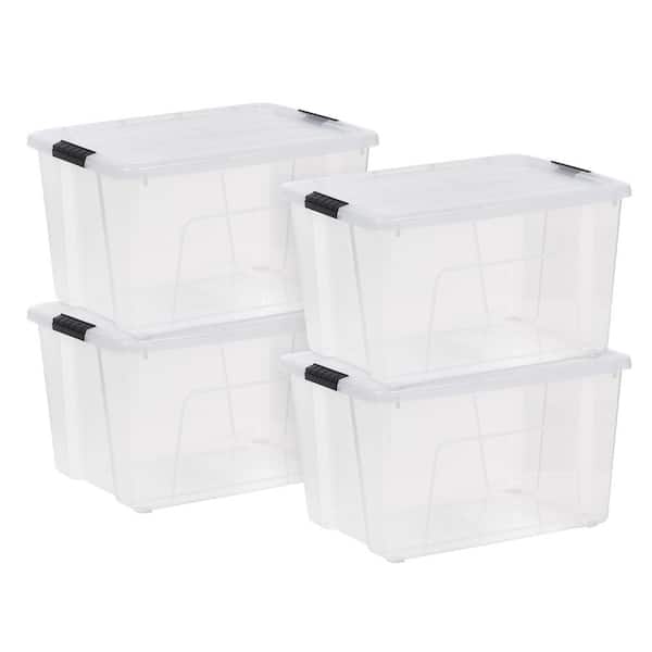 60 Qt./15 Gal. Plastic Storage Boxes with Latching Lids, Clear (Set of 4)