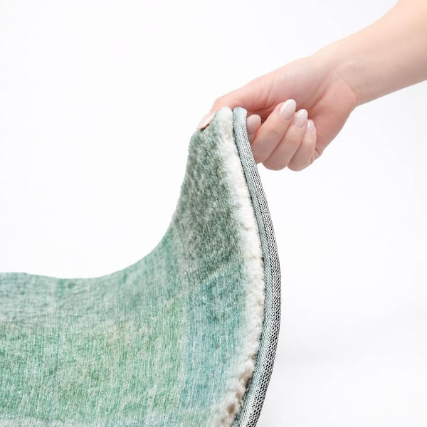 Dream Shag Premium Machine Washable Abstract ADS664 Teal 2 ft. x 7 ft. Runner Rug