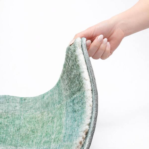 Dream Shag Premium Machine Washable Abstract ADS664 Teal 5 ft. x 7 ft. 6 in. Area Rug