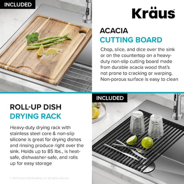 KRAUS Stainless Steel Workstation Sink Dish & Utensil Drying Rack