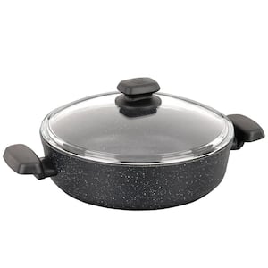 Ornella Non Stick 10 in. 3.5 l Low Casserole with Lid in Black