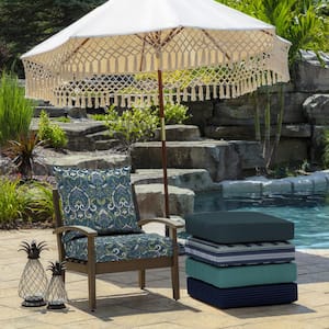 24 in. x 24 in. 2-Piece Deep Seating Outdoor Lounge Chair Cushion in Sapphire Aurora Blue Damask