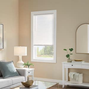 Pre-Cut 47 in. W x 64 in. L Cordless Light Filtering White Vinyl Mini Blind with 1 in. Slats
