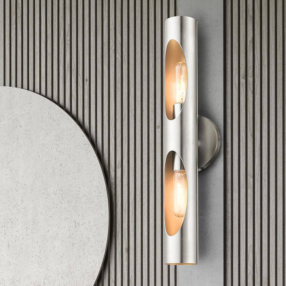 Novato Minimalist Brushed Nickel 2-Light Dimmable Sconce