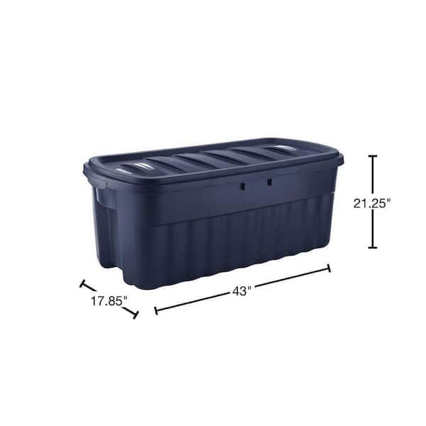 Rubbermaid Roughneck Tote 3 Gallon Stackable Storage Container w/ Stay  Tight Lid & Easy Carry Handles, Heritage Blue (6 Pack)