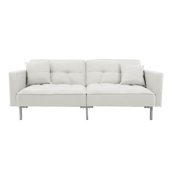 79.5 Inch Fabric Loveseat Sofa with 2 Removable Back Cushions - Costway