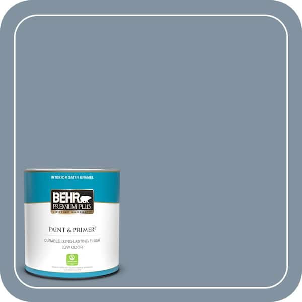 BEHR PREMIUM PLUS 1 qt. #PPU14-06 Coastal Vista Satin Enamel Low Odor Interior Paint & Primer
