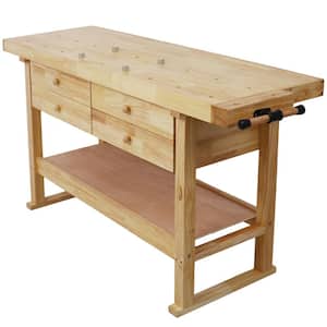 60 in. Wood Workbench Woodworking Bench with 4 Drawers