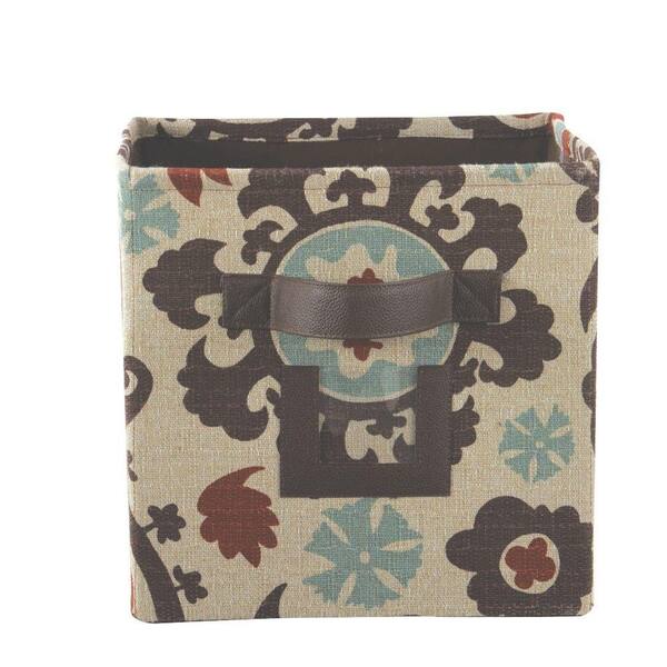 Home Decorators Collection 10.75 in. W x 11 in. H Suzani Nile Fabric Storage Bin with Handle