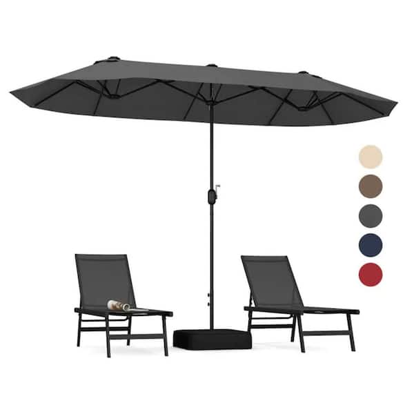 spca 13 ft. Double-Sided Patio Umbrella Twin Table Umbrella with Crank Handle in Grey