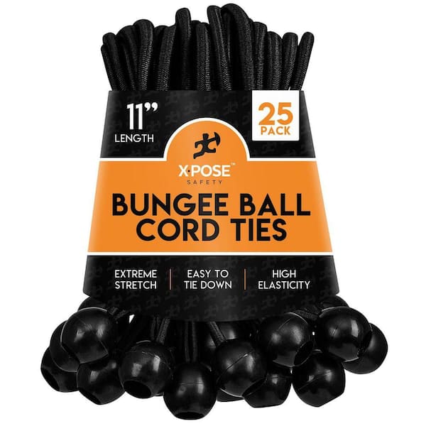 11 in. Ball Bungee - 25 Pack - Black - Plastic