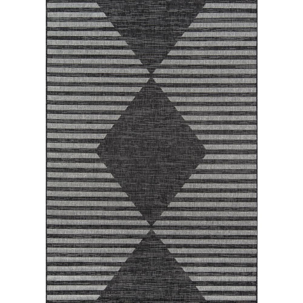 Charcoal Geometric Easy-Care Rectangular Synthetic Rug 5'3" x 7'6"