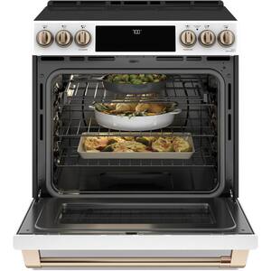 30 in. 5.7 cu. ft. Smart Slide-In Electric Range w/Self-Cleaning Convection Oven in Matte White, Fingerprint Resistant
