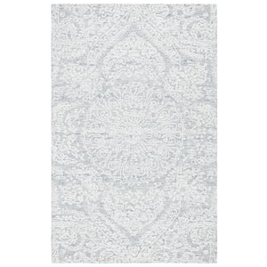 Metro Gray/Ivory 6 ft. x 9 ft. Medallion Floral Area Rug