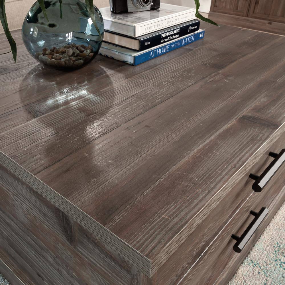 Pebble Pine Square Wood Coffee Table with Storage