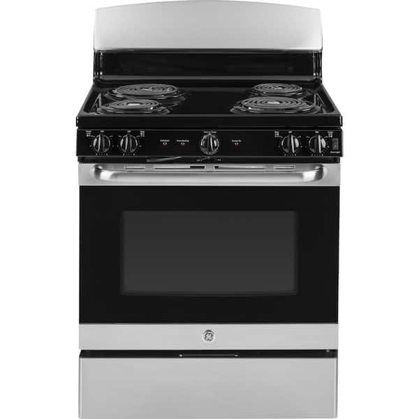GE 30 in. 5.0 cu. ft. Free-Standing Electric Range with Self-Cleaning Oven in Stainless Steel