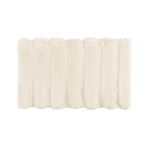 21 in. W x 34 in. L Beige Bath Rug with High-Low Stripe Design