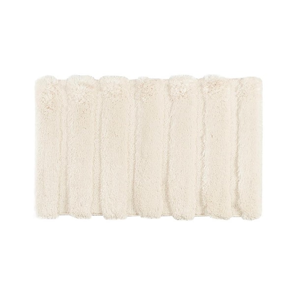 Jeedeson 21 in. W x 34 in. L Beige Bath Rug with High-Low Stripe Design