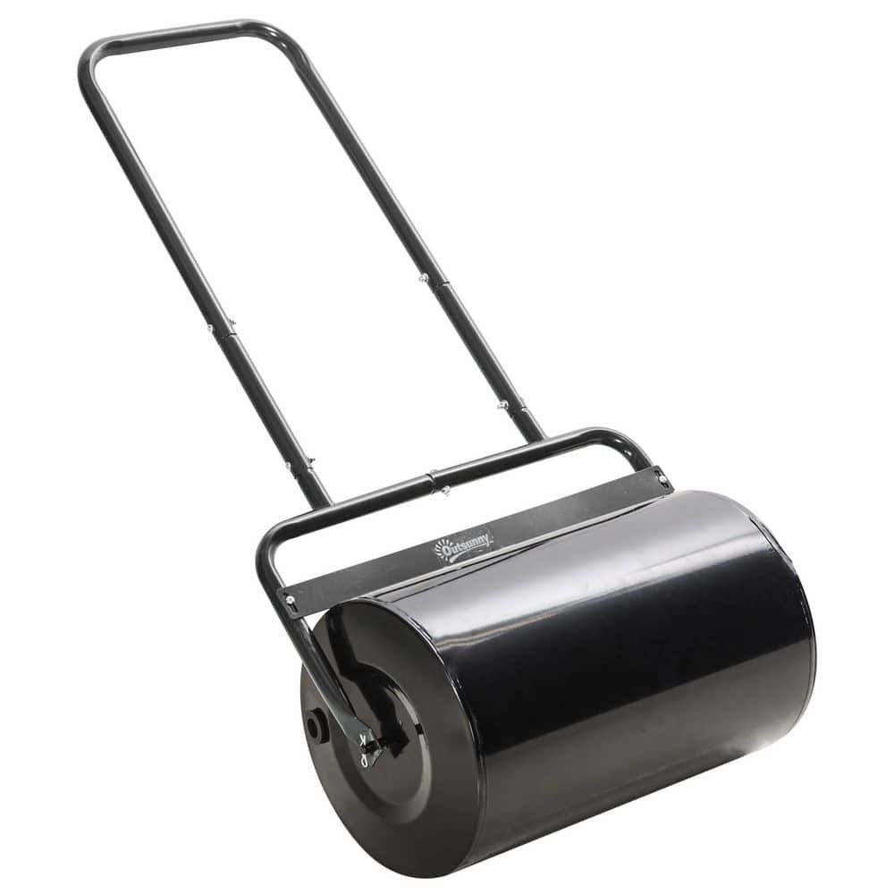 20 in. Push/Tow Behind Lawn Roller for Flattening Sod in the Garden, Black