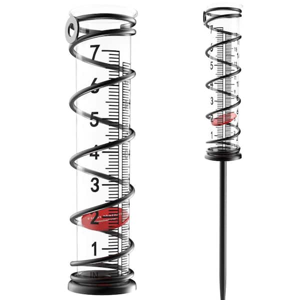 Rain Gauge Outdoor, 7 in. Capacity Garden Rain Gauge, Easy-Read Red Float, Accurate Dual Scale (Inch and cm)
