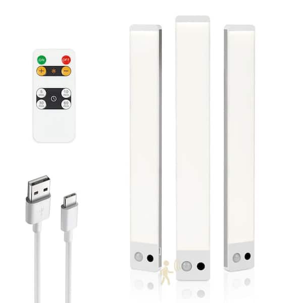 12 in. Battery Operated Neutral White Integrated LED Under Cabinet Light with Remote Control, 4000K Dimmable, 3-Packs