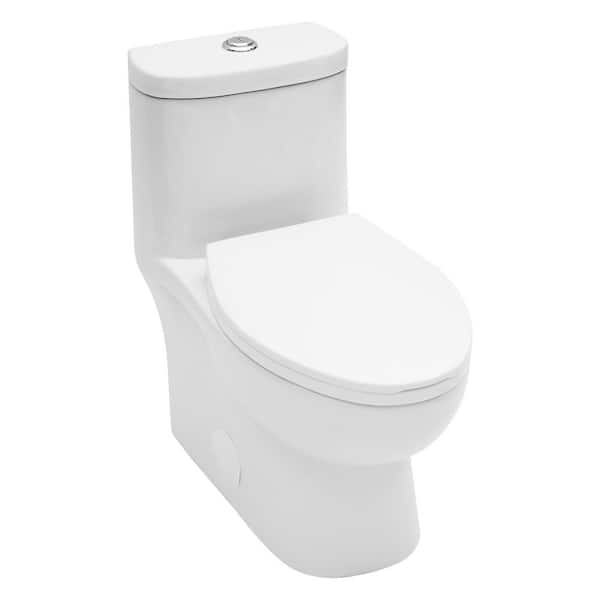 12 inch. Rough-in 1-Piece 1.6/1.1 GFP Dual Flush High Efficiency Elongated Toilet in White Included Wax Ring.