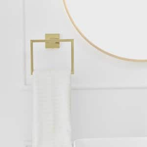 Wall Mounted Towel Ring Bathroom Hand Towel Holder Stainless Steel Square Towel Hangers Wall Mounted in Brushed Gold