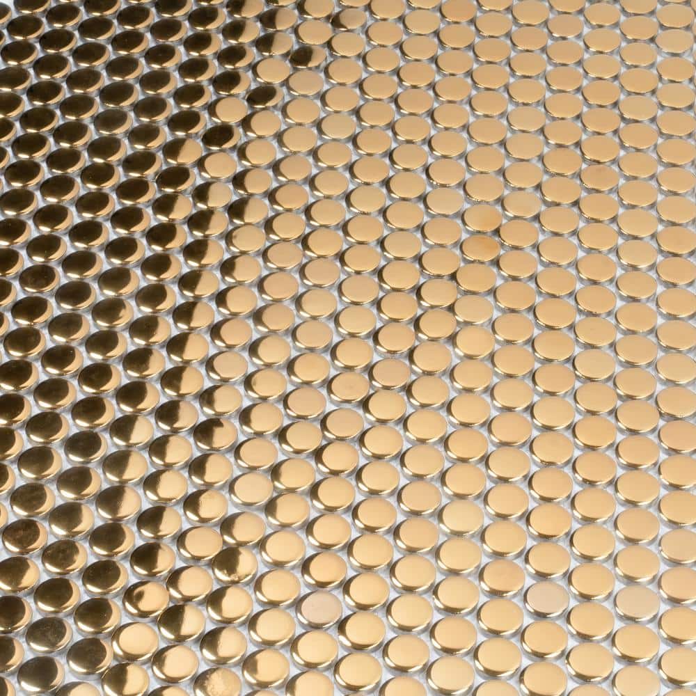Cirkel Gold Glossy Porcelain Penny Tile Mosaic Sheet