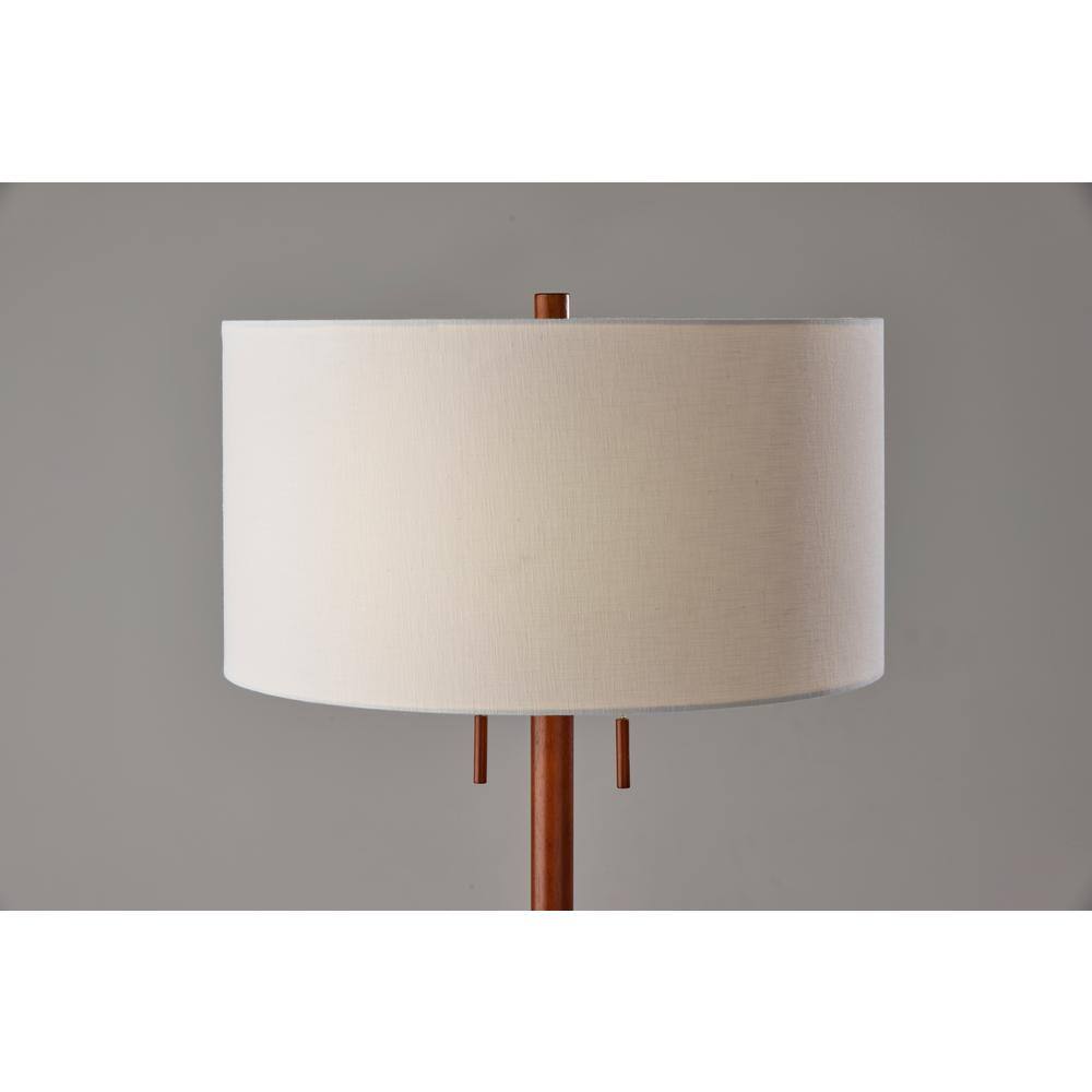 Madeline 66'' Walnut and Brushed Steel Floor Lamp with White Shade
