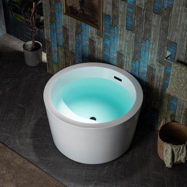 WOODBRIDGE 41 in. Acrylic FlatBottom Round Japanese Soaking