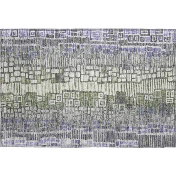 Mayfield Premium Machine Washable Abstract AMF2268 Purple 2 ft. x 3 ft. Accent Rug