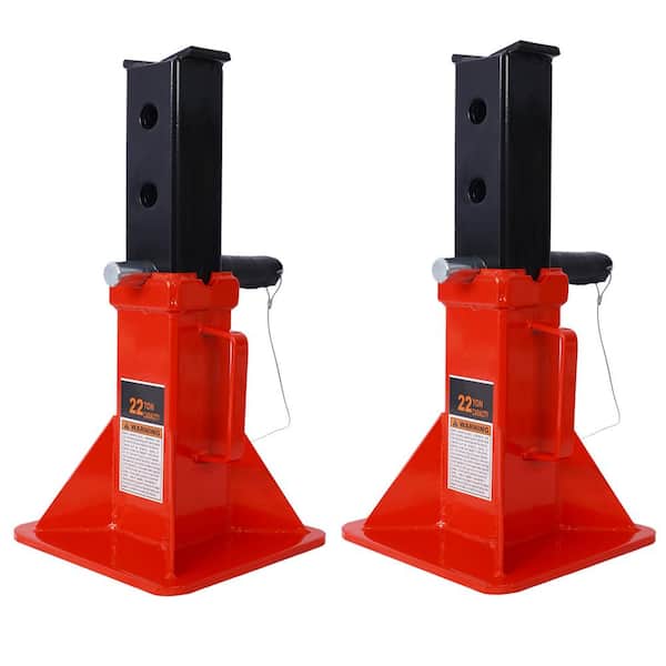 Tidoin 1-Pair 44,000 lb. Red Steel Heavy Duty Pin Type Professional Car Jack Stand with Lock
