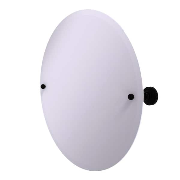 Allied Brass Prestige Skyline Frameless Round Tilt Mirror with Beveled Edge in Matte Black