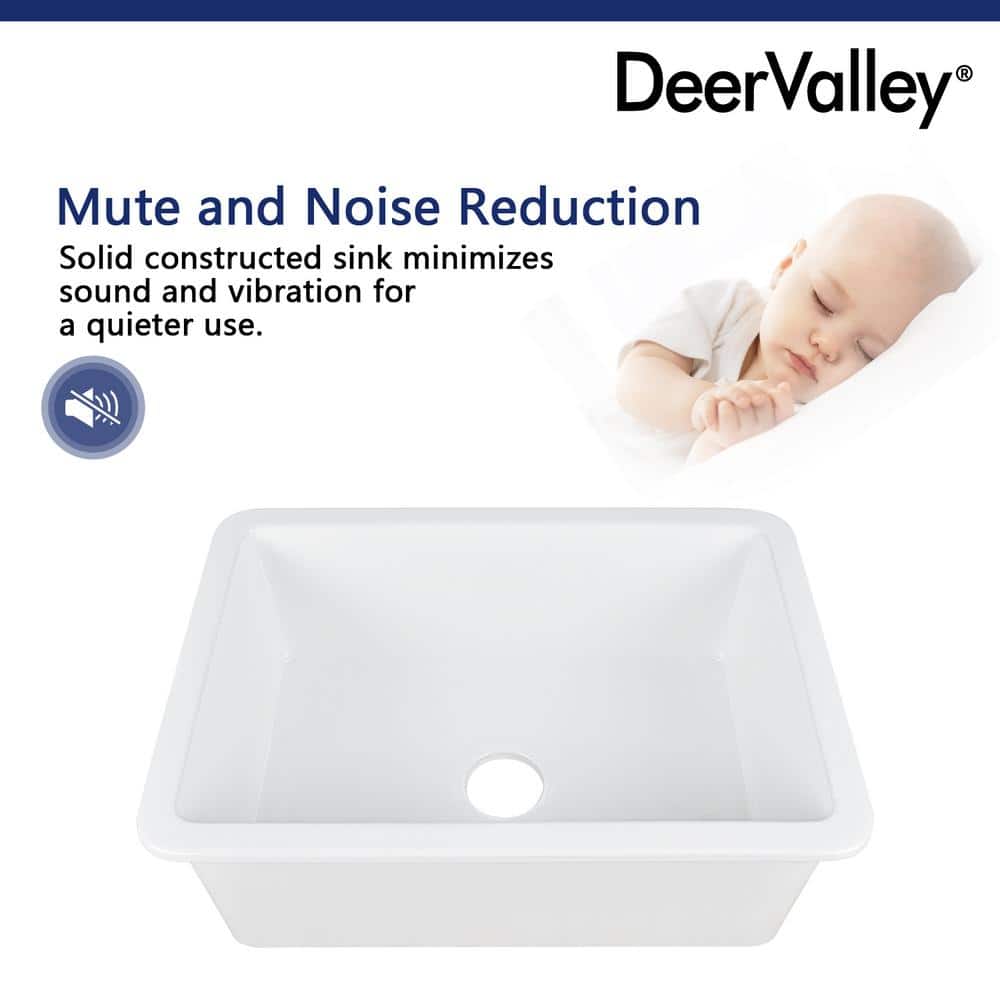 White Fireclay 27" Single Bowl Drop-In Kitchen Sink