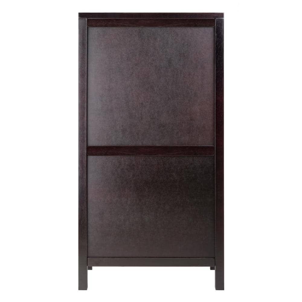 Elegant Transitional Black Wine Cabinet with X-Shelf and Glass Rack