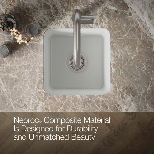 KOHLER Cairn Matte White Granite Composite 16 in. Undermount Bar