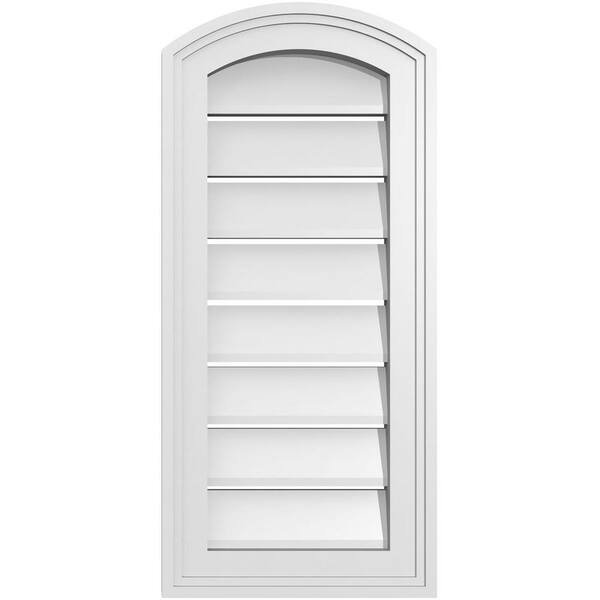 Ekena Millwork 12" x 24" Arch Top Surface Mount PVC Gable Vent: Non-Functional with Brickmould Frame