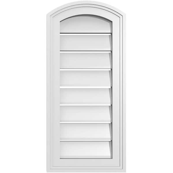 Ekena Millwork 12" x 24" Arch Top Surface Mount PVC Gable Vent: Non-Functional with Brickmould Frame