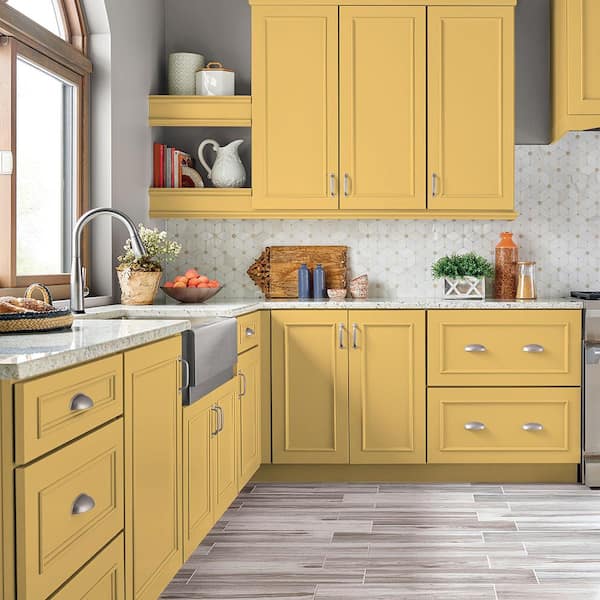 1 qt. #P260-5 Yellow Jubilee Semi-Gloss Enamel Interior/Exterior Cabinet, Door & Trim Paint