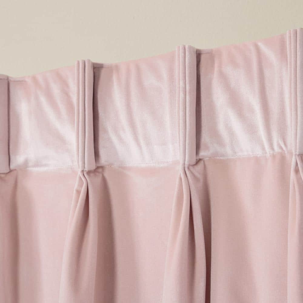 Blush Velvet Pleated Light-Filtering Indoor Curtain Pair - 96" Length