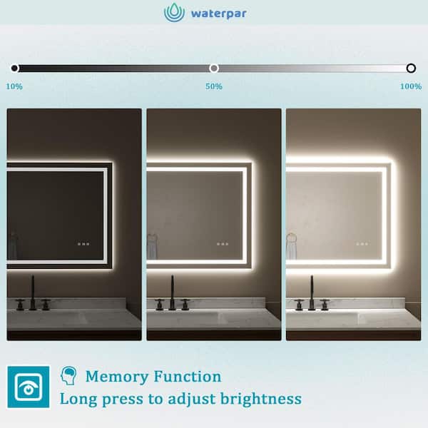 waterpar 72 in. W x 40 in. H Rectangular Frameless Wall Bathroom