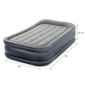 Twin Dura Beam Deluxe Pillow Raised Airbed Mattress with Built in Pump