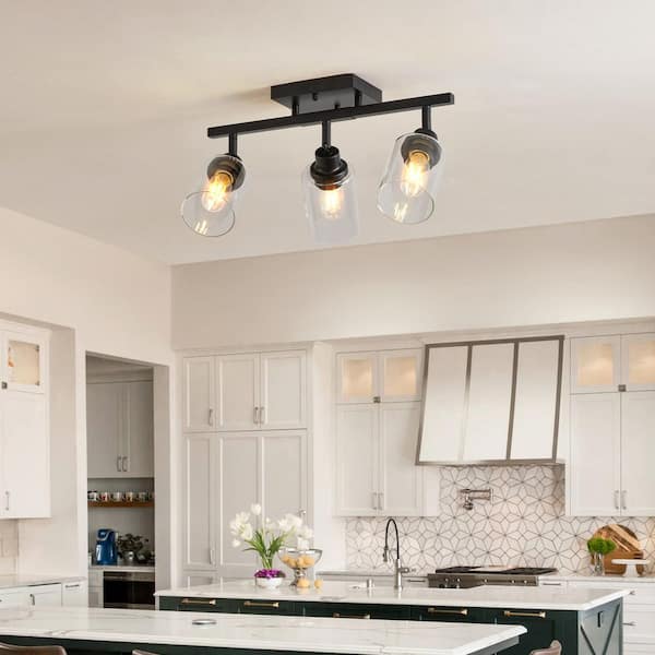 20 in. Modern 3 Light Black Multi-Adjustable Vanity Light Over Mirror Bath Wall Lighting Fixtures with Clear Glass Shade